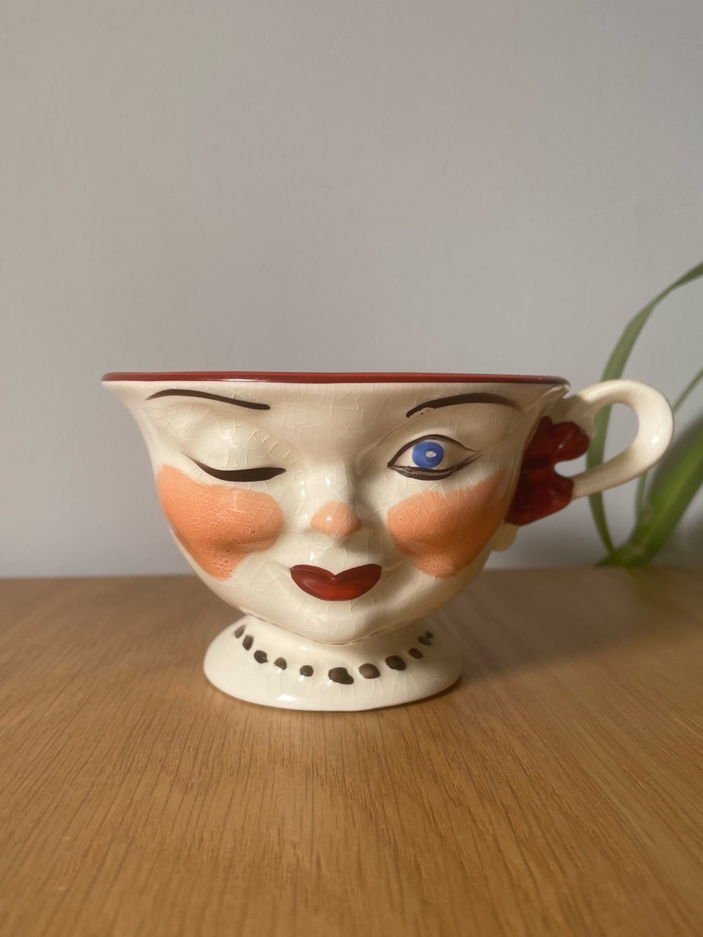 Vintage Sterling Pottery Staffordshire Hers Winky Face Teacup 1950s